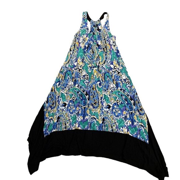 Ellen Tracy Women's Floral Maxi Dress Size S Halter Shark Bite Hem Stretch Boho - Picture 5 of 16